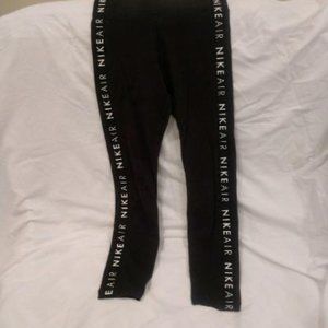 Nike Leggings - Black w/White Logo Tape Down The Sides